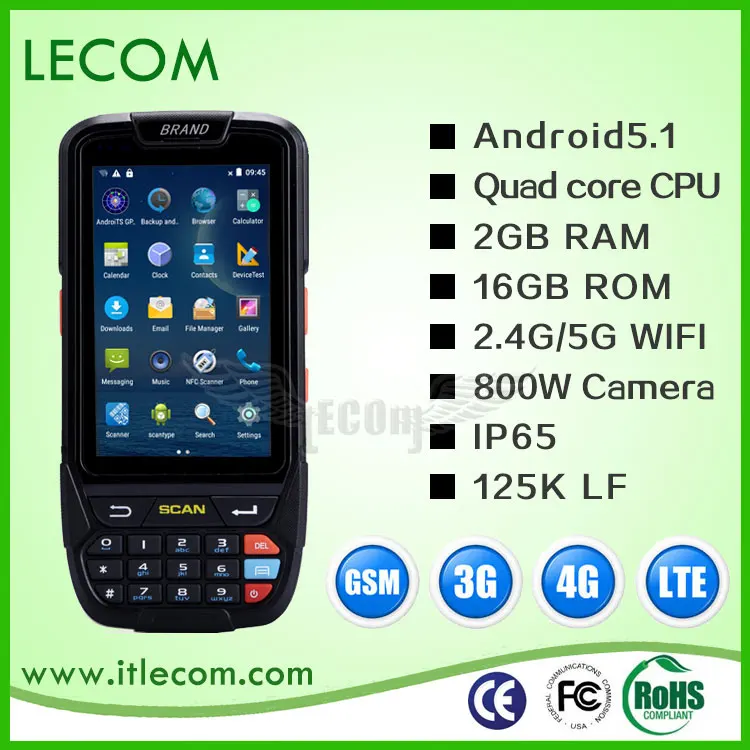 Ручной сканер штрих кодов comput Android 7 0 1D Φ 4G LF RFID 125 кГц считыватель данных
