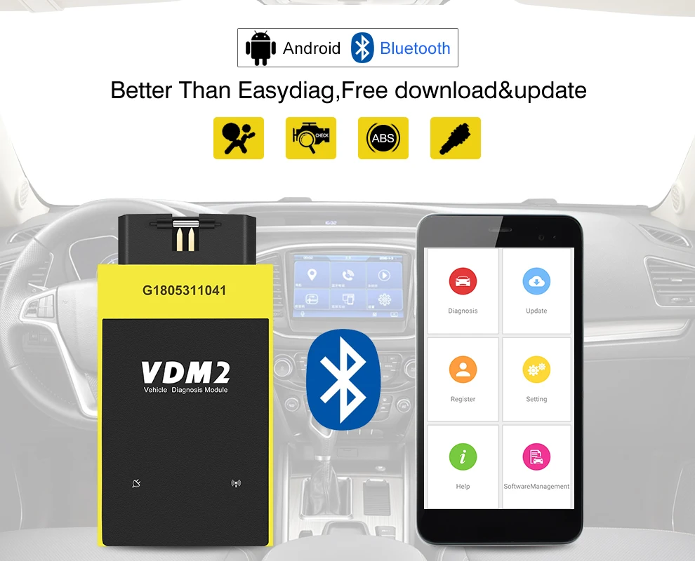 UCANDAS VDM II wifi и Bluetooth Автомобильный сканер кода VDM2 полная система V5.5 многоязычный как easydiag для Android 4,0 8,0 7,0