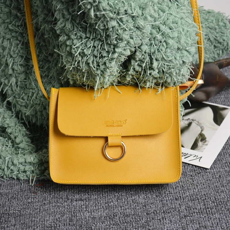 

2019 New arrival metal Ring design women bags PU leather women messenger bags fashion star style cross-body bag