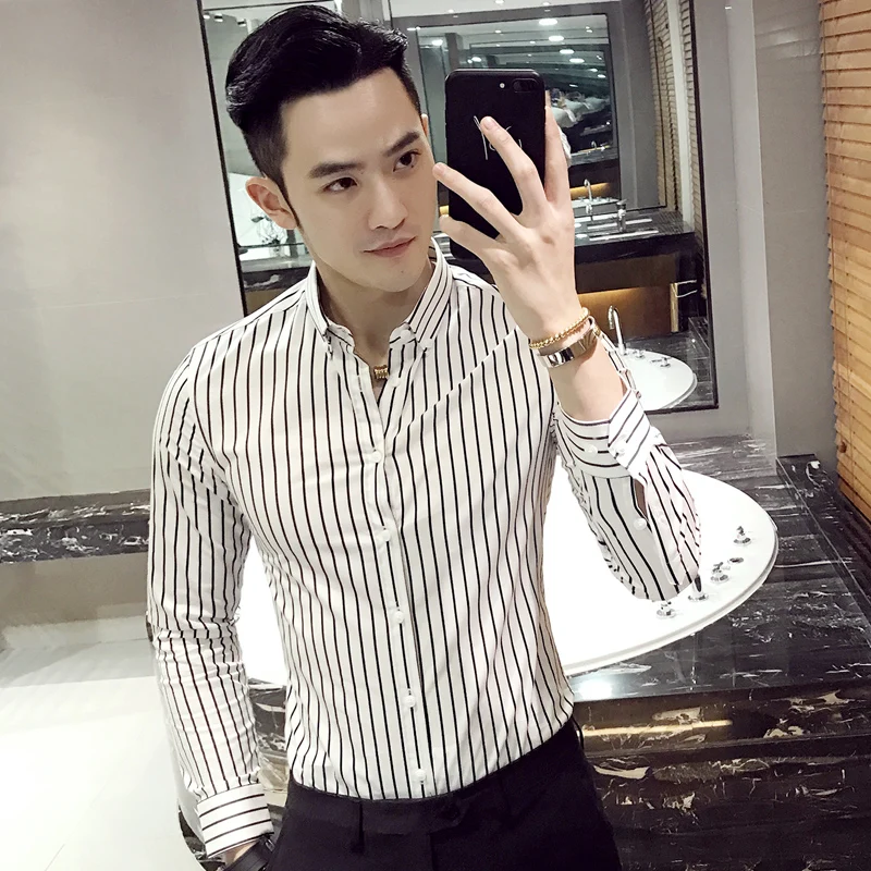 black and white striped shirt mens outfit