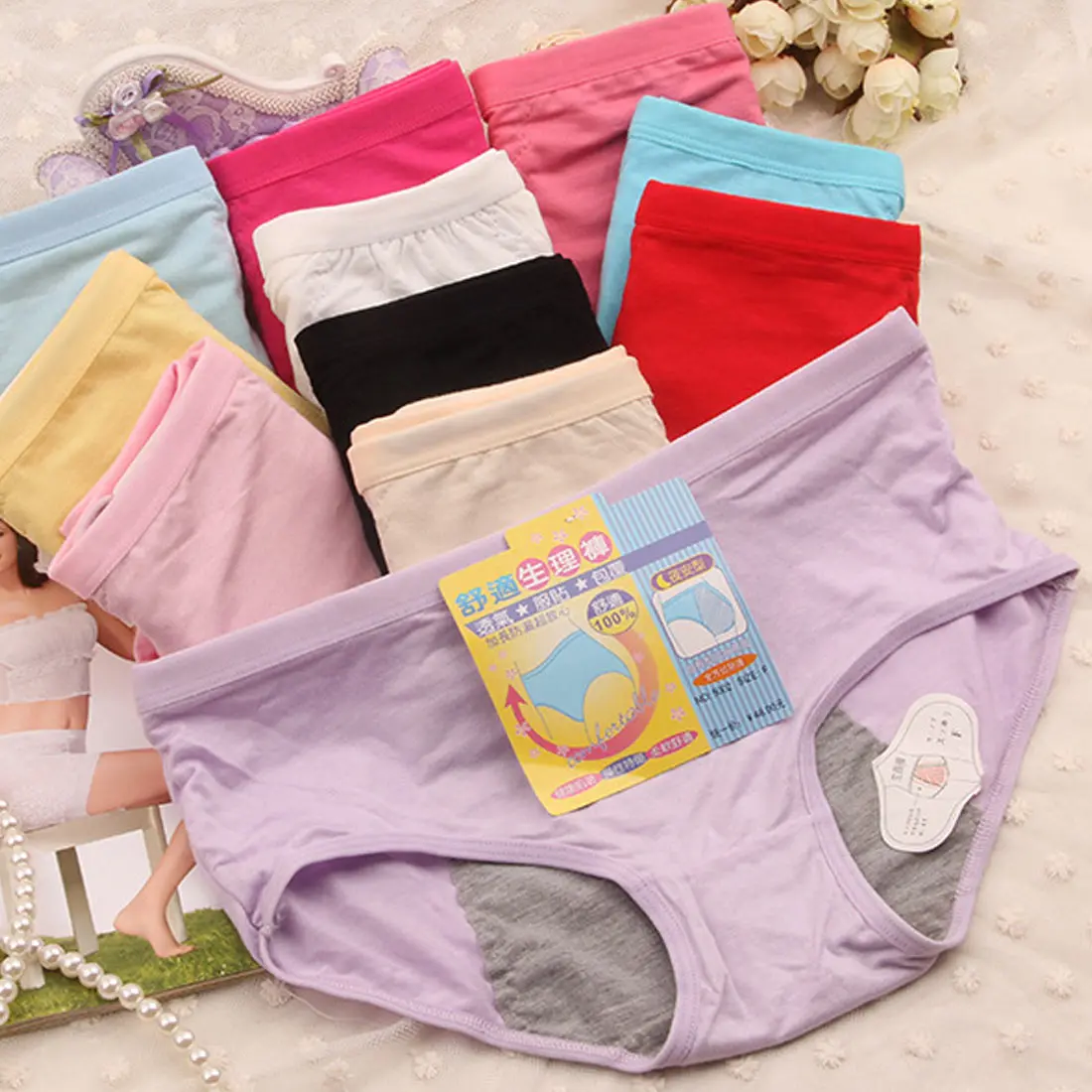 

1pc Physiological Women Panties Briefs Leak proof Menstrual Period Lengthen the Broadened Female Underwear