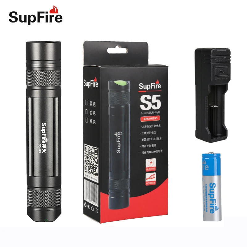 

Supfire Mini Flashlight S5 R5 LED Pen Light 1000lm Lantern Torch 18650 Linterna LED for Convoy S2 S3 Sofirn Fenix Nicron Olight