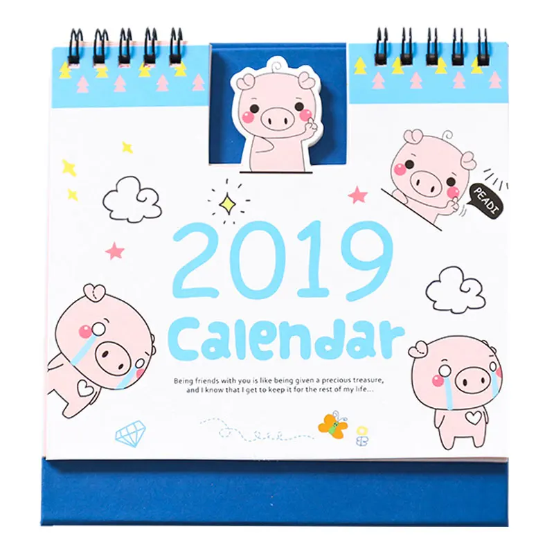 2019 Новый кавайный мультяшный свинка календарь с изображением фламинго 15*16 см