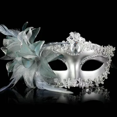 9 цветов, сексуальная Венецианская маска с бриллиантами, венецианское перо, цветок, свадебные, карнавальные, вечерние, для выступлений, костюм, сексуальная женская маска, маскарад - Цвет: Серебристый