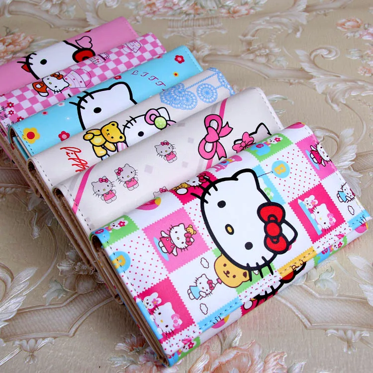 Милый кошелек с рисунком hello kitty, женские кожаные кошельки для детей, кошелек для монет hello kitty, держатель для карт, сумка для девочек, подарки