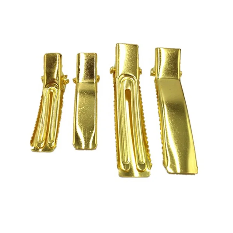 100Pcs 35Mm 50Mm Gold Dubbele Prong Metal Alligator Haar Clip