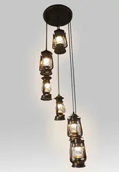 Мода ретро центру лестницы кулон ретро керосиновая лампа лестницы лампы кафе Винтаж Лошадь лампы, подвесные светильники FG39