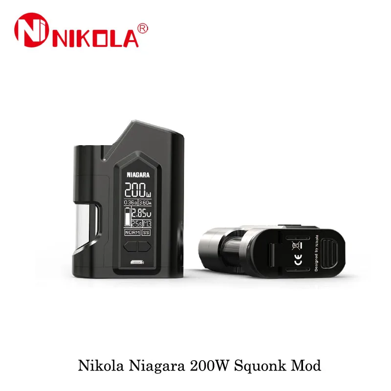 

Electronic Cigarettes Squonker Mod Nikola Niagara Squonk 200W Squonker Box Mod Powered By Dual 18650 Battery Vape Vaporizer