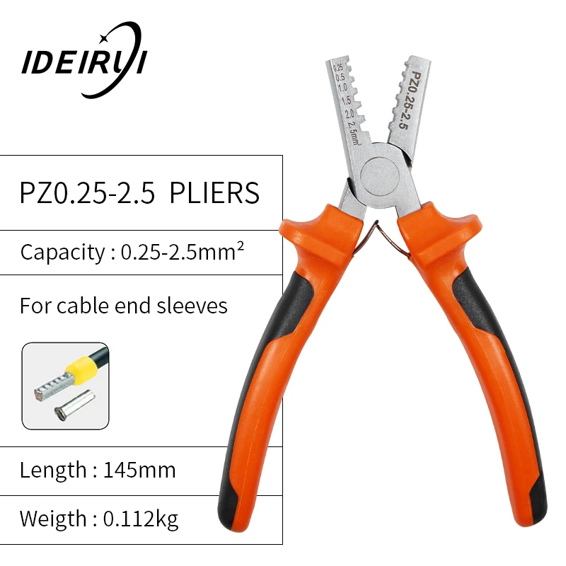

PZ0.25-2.5 1.5-6 Terminal Crimping Pliers Wire Stripper Crimper Ferrule Crimping Hand Tool Pliers+ 1200 Terminals Kit