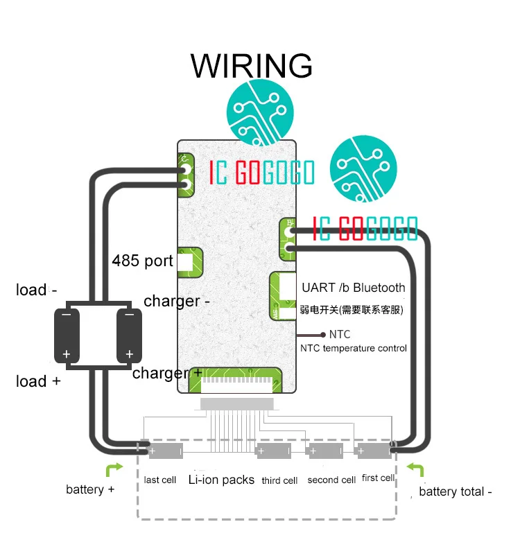 15S Li-ion Lifepo4 Lithium Battery Protection Board Bluetooth APP UART 485 Communication Monitor 48V 60V Smart BMS 30A 40A 60A