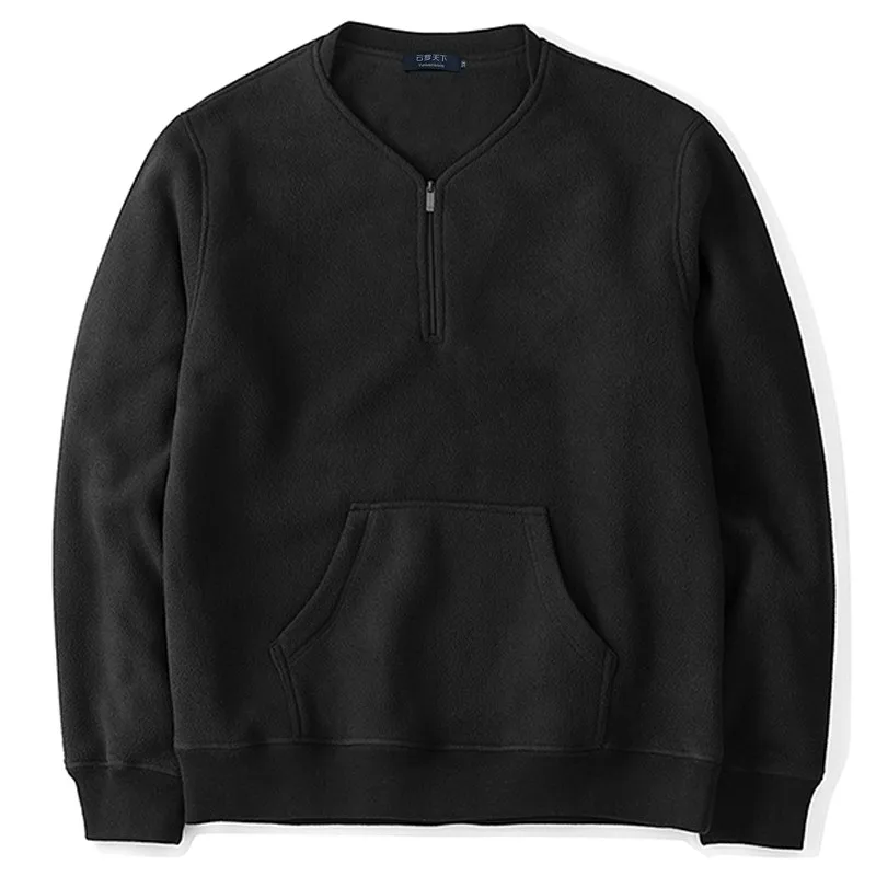 Черный Синий Большие размеры 2xl-6xl 7xl 8xl 9xl Зима Большие размеры мужчин polar флисовые свитшоты v-образным вырезом хип-хоп Твердые Толстовки 160 см - Цвет: Черный
