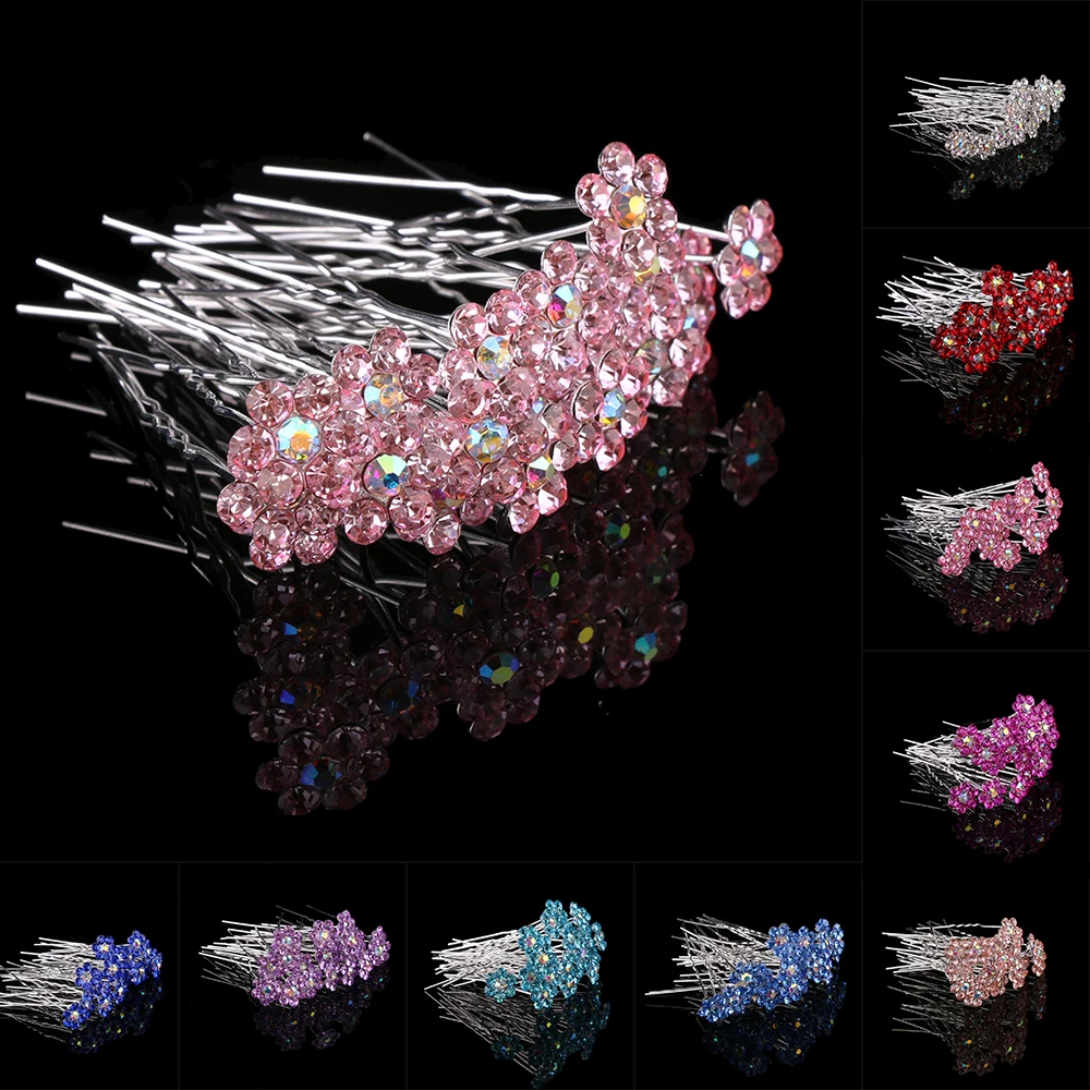 20 шт Шикарный цветок прозрачная Хрустальная заколка для волос заколки свадебные шпильки для прически невесты ювелирные изделия женские аксессуары для волос