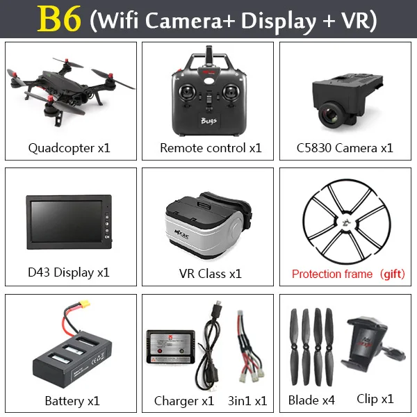 MJX Bugs 6 B6 2,4G Радиоуправляемый вертолет высокоскоростной бесщеточный двигатель Радиоуправляемый Дрон с FPV камерой передачи изображения в реальном времени Радиоуправляемый квадрокоптер - Цвет: C5830 D43 VR