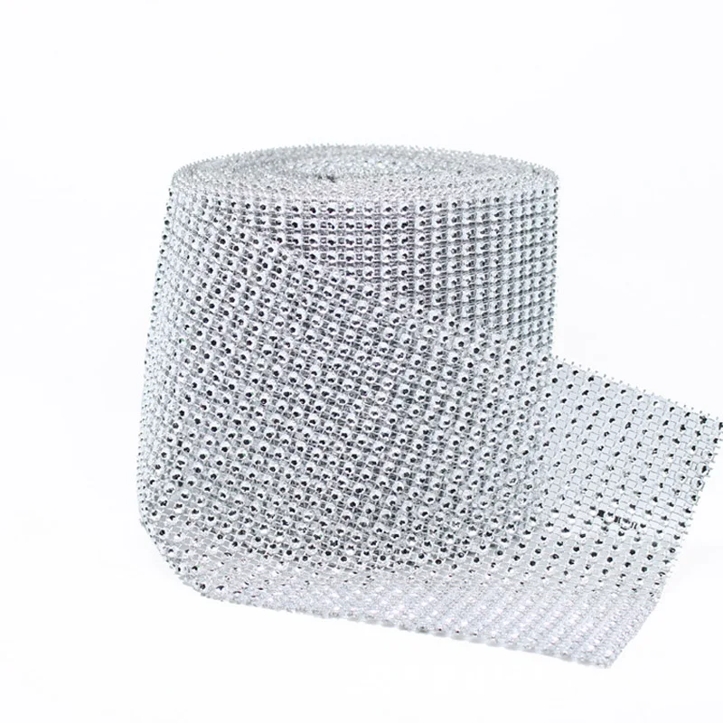 90 см серебряные пластиковые Стразы ленты алмазные сетки для одежды подсвечник вазы вечерние свадебные украшения - Цвет: Silver