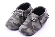 Cute Infant Toddler Baby Fringe Camouflage Tassel Soft Soled Moccasin Crib Shoes