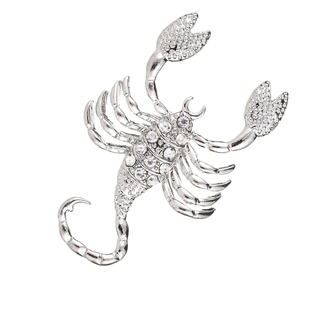 Silver Rhinestone Scorpion Animal Design Pin Brooch Charms Jewelry Badge Costume Party Ornaments