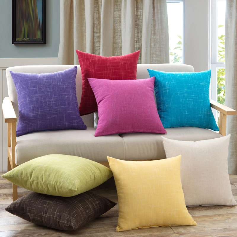 Plain Color Home Decor Cushion Cover Simple Throw ...