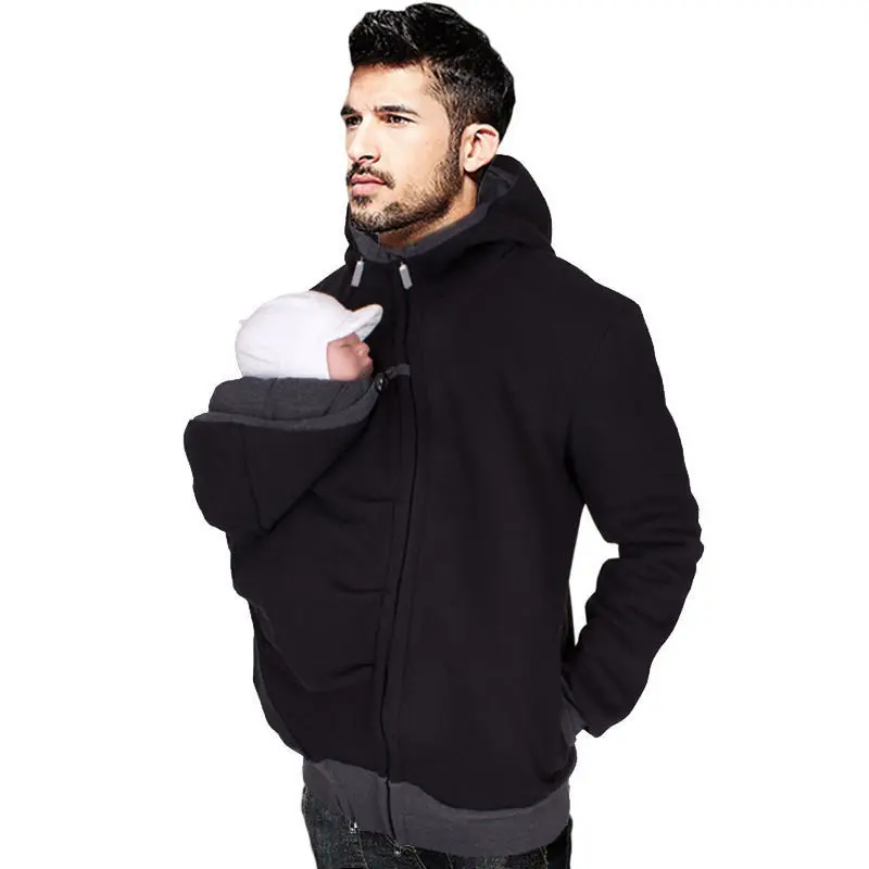 Hoodies Dad Winter Kangaroo Baby Carrier Zipper Coat Sweatshirts For Father Babywearing Jacket Multifunctional Kangaroo Clothes