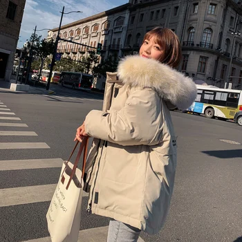 

New Arrival Womens Winter Loose Jackets Hooded With Fur Cotton Padded Winter Jacket Women Fashion Coat Parka Casaco Feminino