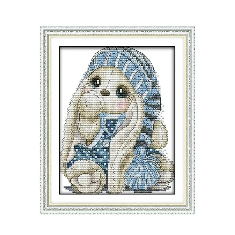 

The Mini Rabbit Cross Stitch Pattern Embroidery Needlework Set JoySunday 11 14CT Printed and Unprinted Cross Stitch Kit for Kids