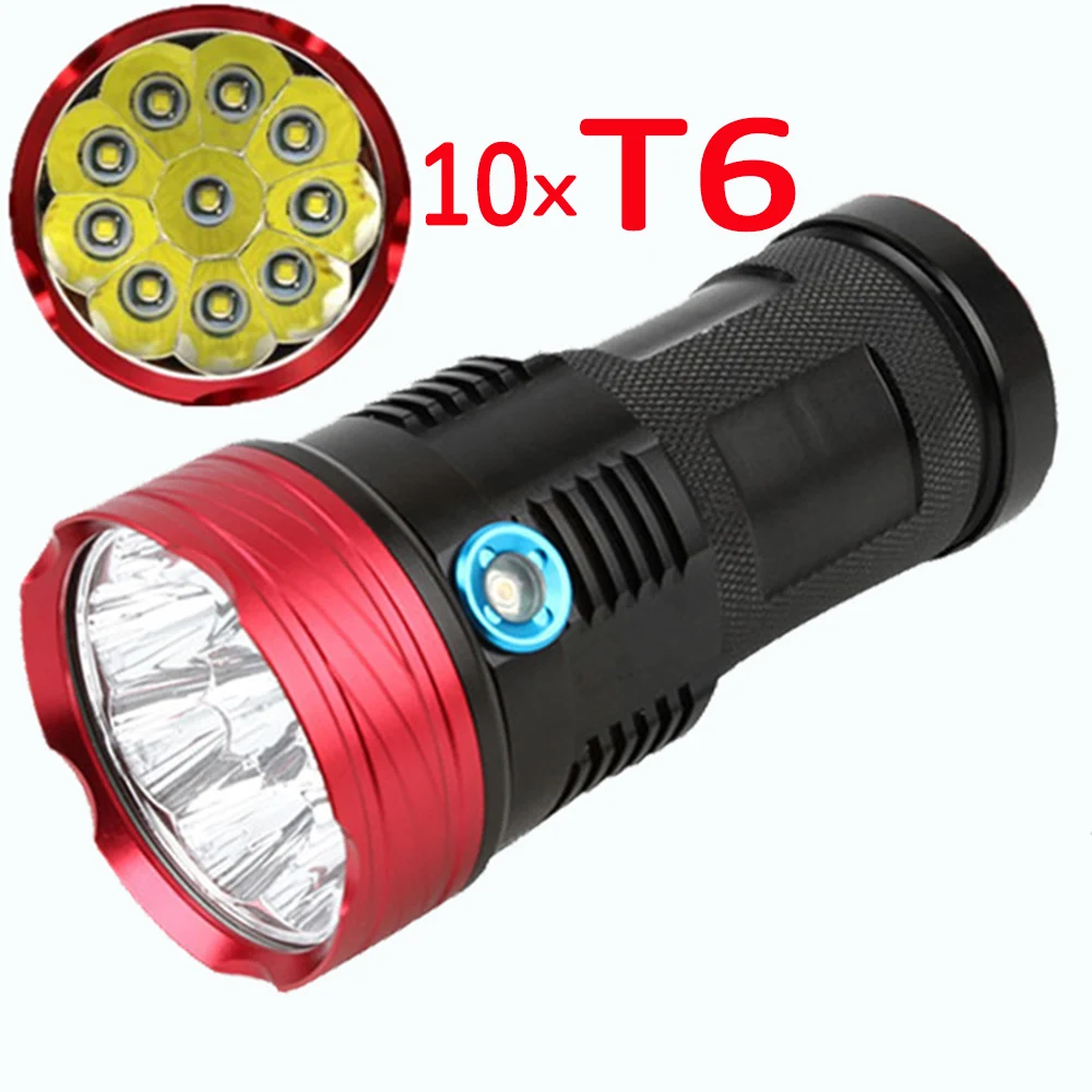 

12000LM 10x XM-L T6 LED Flashlight Torch Utral Bright XML-T6 Flashlamp Light Lamp Night Outdoor Lighting lantern