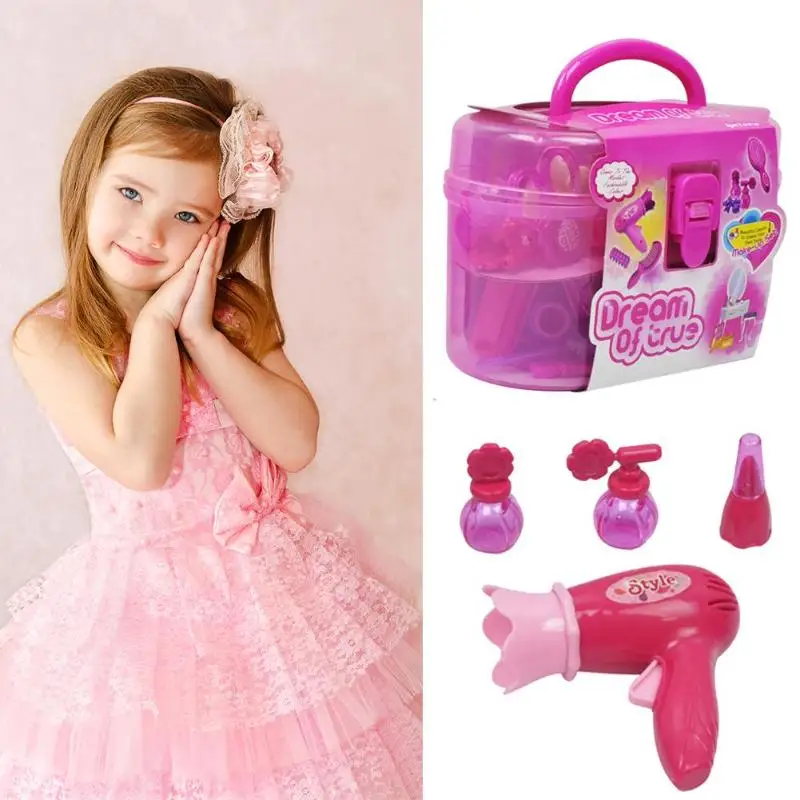 17 шт. макияж туалетный салон красоты игрушки Ролевые игрушки девушки гребень Моделирование Фен игрушка набор подарки для детей подарки на день рождения