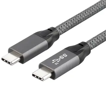 

USB 3.1 Gen 2 Type C Male to Male Braided Cable, Max 20 Gbps Data Transfer 5A Fast Charge 20V 100W Power Delivery with E-Marker