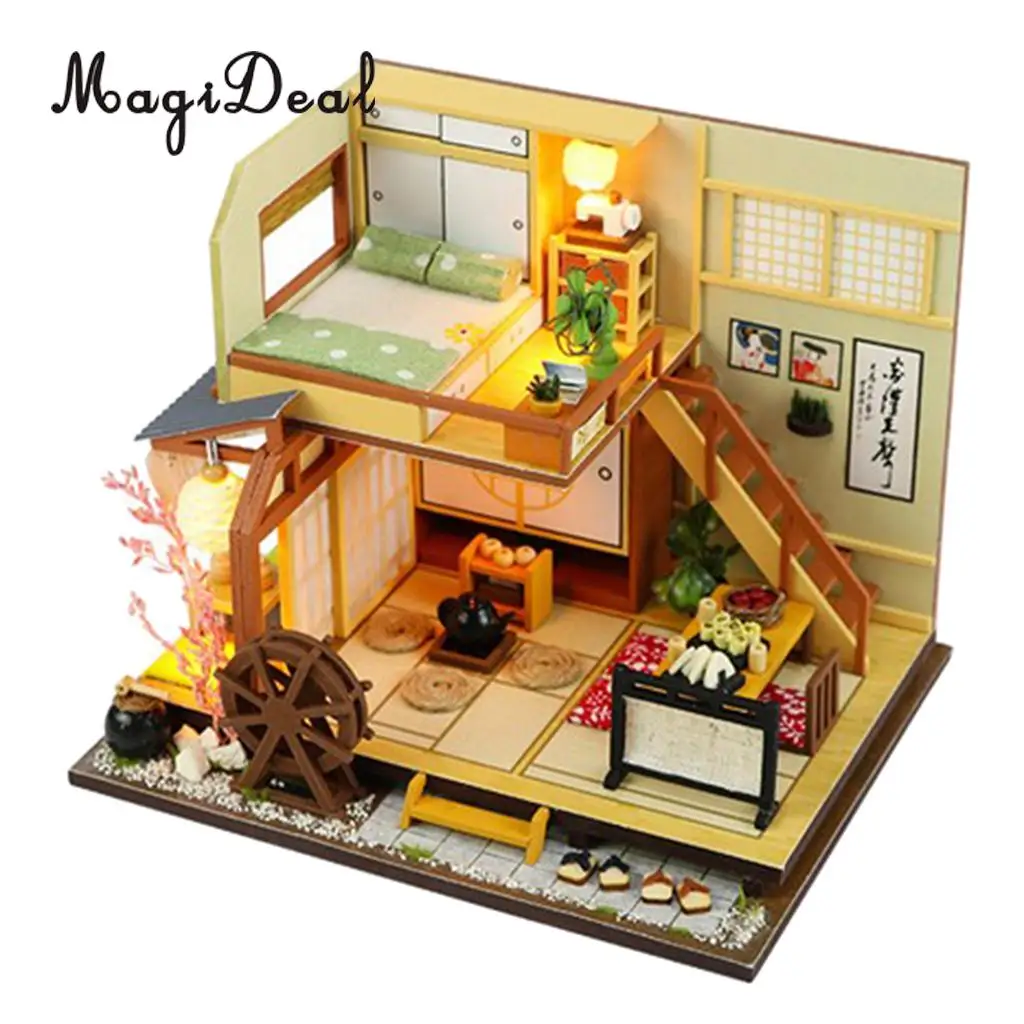 DIY Dollhouse Miniature Kit Japanese Style Forest Little House with Furniture Toy Kids Gift