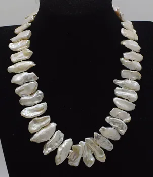 

freshwater pearl white biwa reborn keshi AA 20-30mm necklace wholesale 18nch FPPJ nature beads gift