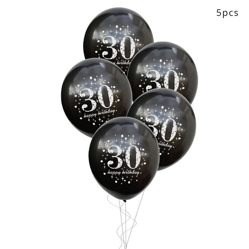 WEIGAO 30/40/50th воздушные шары с днем рождения золотые латексные воздушные шары для украшения вечеринок взрослые большие 30 вечерние товары для украшения дня рождения Globo - Цвет: 5pcs black 30