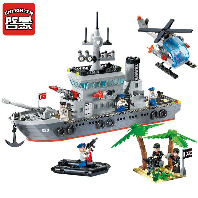 Военный крейсер, подводная лодка, авиационный набор, строительные блоки, корабль, лодка, оружие, кирпич, детские игрушки