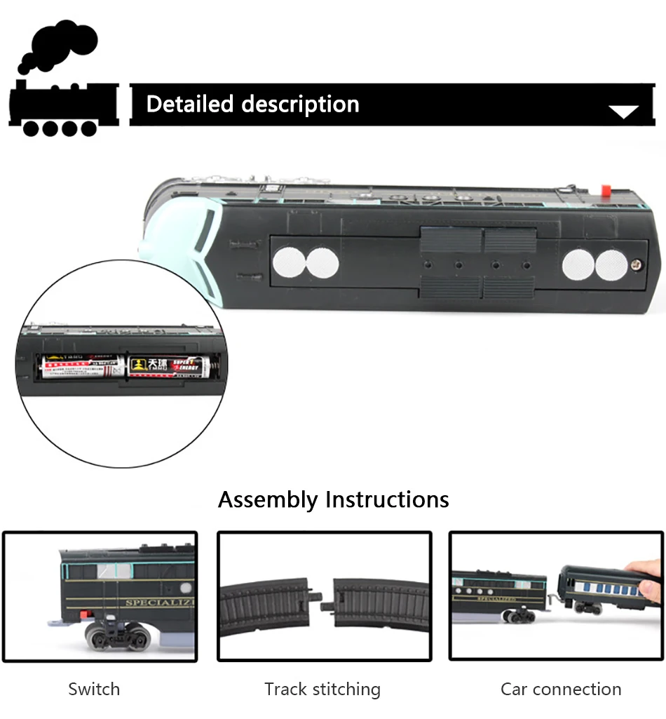 Набор для моделирования электрического поезда, Электрический рельс, высокоскоростная модель автомобиля, светильник для поезда, большие транспортные средства, сборные Игрушки для мальчиков 16043