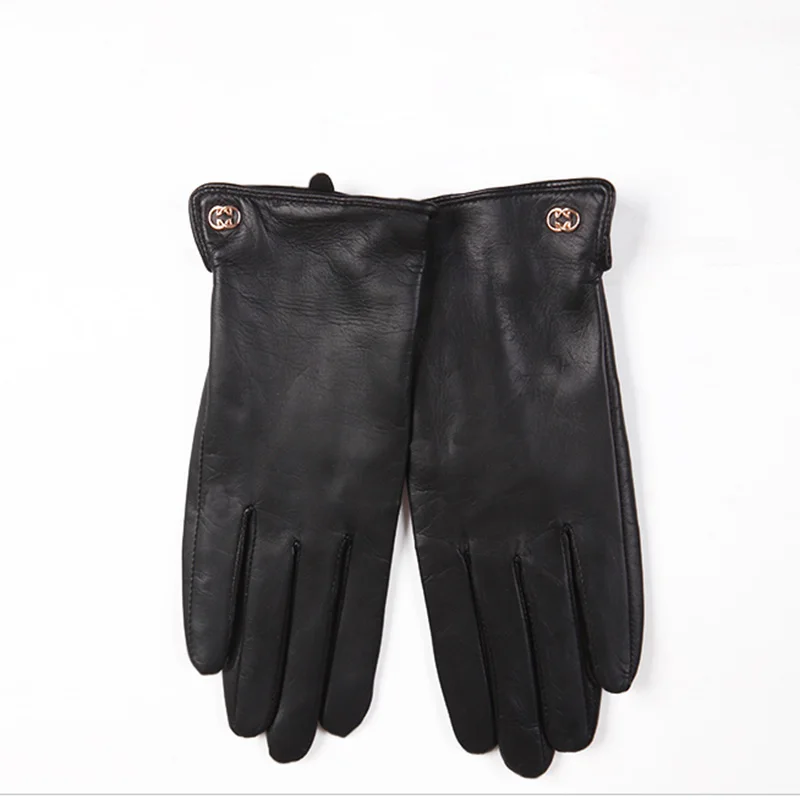 Autumn And Winter Real Leather Gloves Ladies Thin Warm Driving Gloves