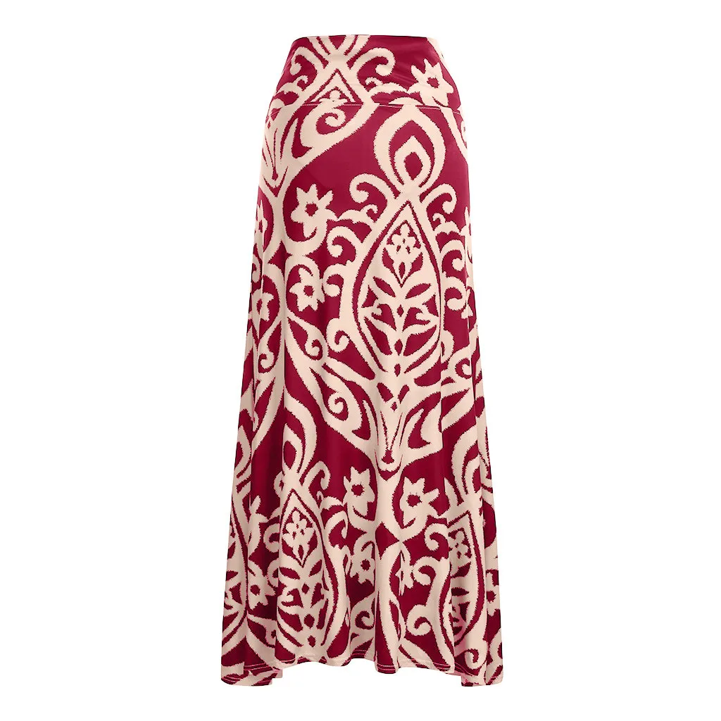 Летняя женская длинная юбка с принтом для беременных и кормящих мам, Корейская одежда с высокой талией для беременных и кормящих, umstandard Haut Grossesse 19May8 - Цвет: Red