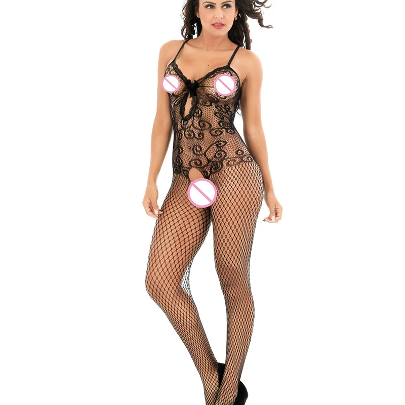 Description Picture 3 of itemFashion Black Sexy full slip Sexy Perspective Lingerie Ladies Sleepwear Summer intimates Fishnet Stocking full slips femme