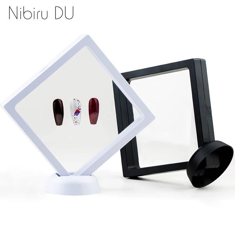 

1pc Square Clear Nail Tips Display Stand Holder Jewellery Stone Presentation Case 10*10cm Manicure Nail Art Acrylic Showing Tool