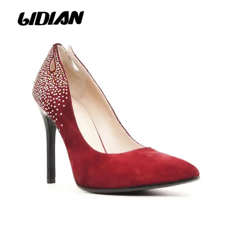 LIDIAN Wine Red women shoes heels kid 