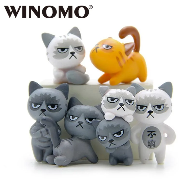 

WINOMO 6pcs Cute Cartoon Cat Garden Statues Mini PVC Craft Ornament Plant Pot Micro Home Decorations