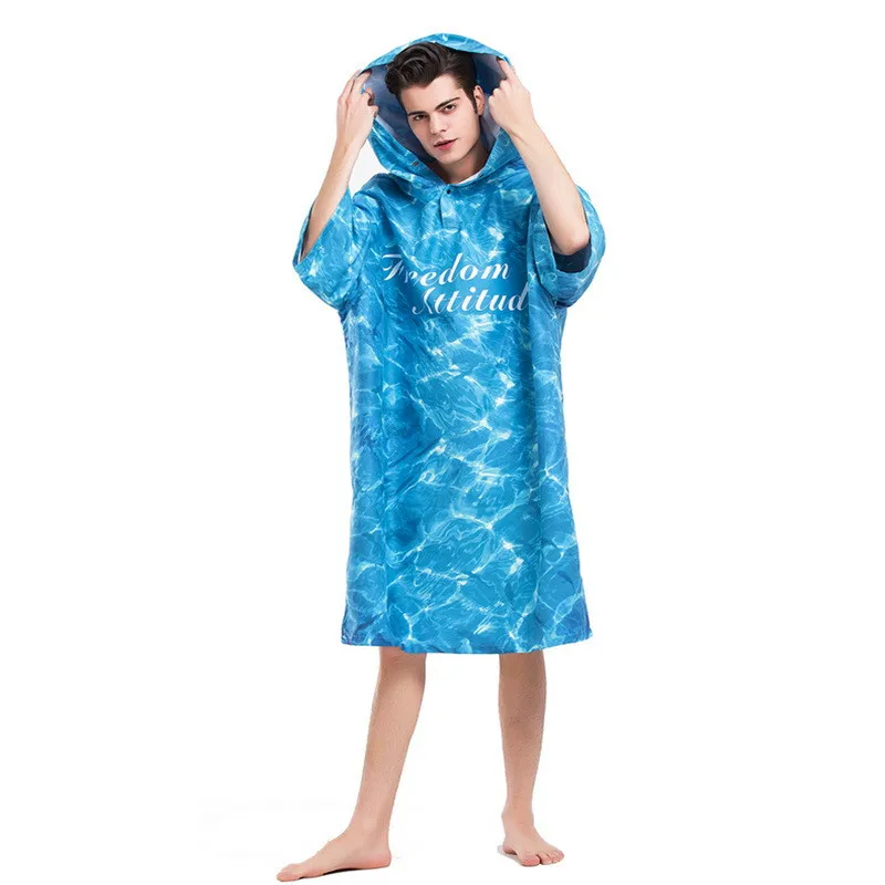 

Water Wave Printing Changing Robe Bath Towel Fashion Outdoor Adult Hooded Beach Towel Poncho Bathrobe Towels Women Man Bathrobe