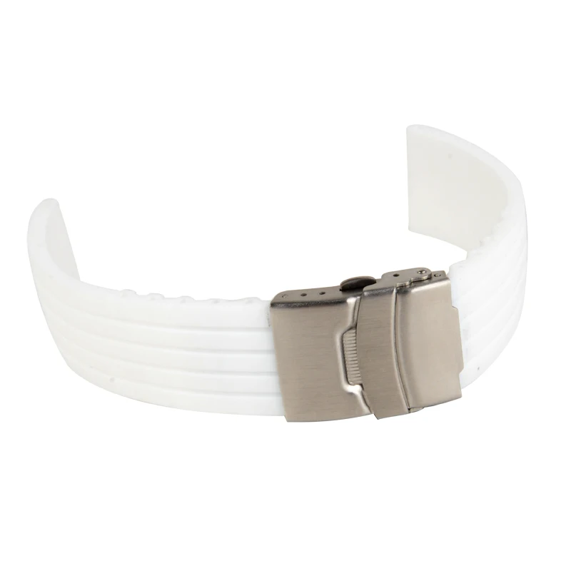 20mm 22mm reloj hombre Silicone Rubber Watch Strap Deployment Buckle Waterproof Band Sport Wrist Sweatband Watch Straps Band