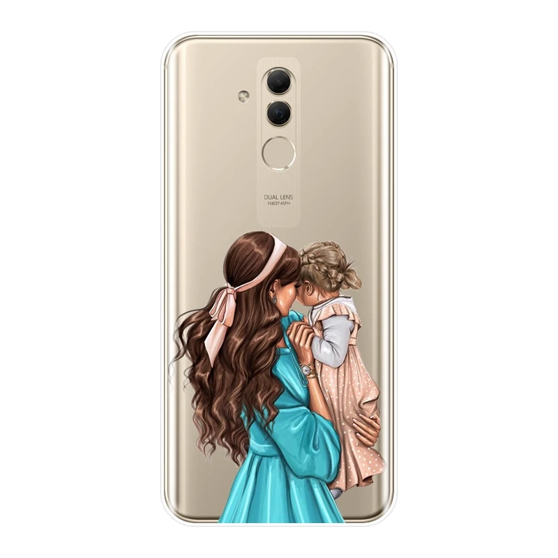 Чехол для телефона Huawei Mate 9 10 20 Pro мама ребенок Женщины Черный девушка любовь чехол