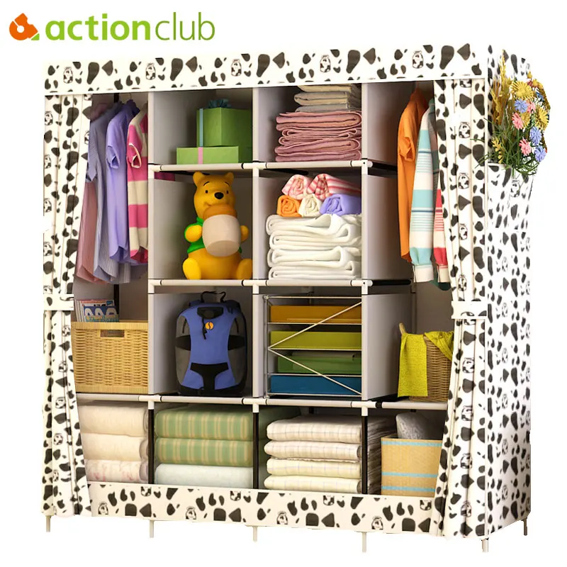 Actionclub современный простой шкаф ткань складной шкаф для хранения ткани DIY сборка легко установить армированный шкаф - изображение