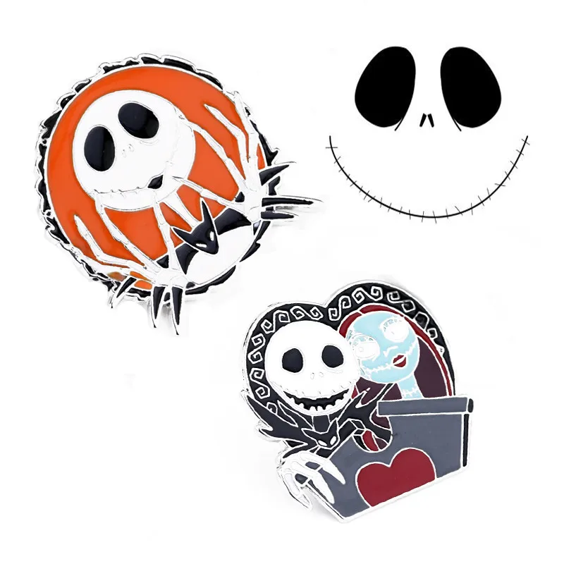 

The Nightmare Before Christmas Skull Jack Mickey Brooches Cartoon Jewelry Enamel Brooch Lapel Pins for Unisex