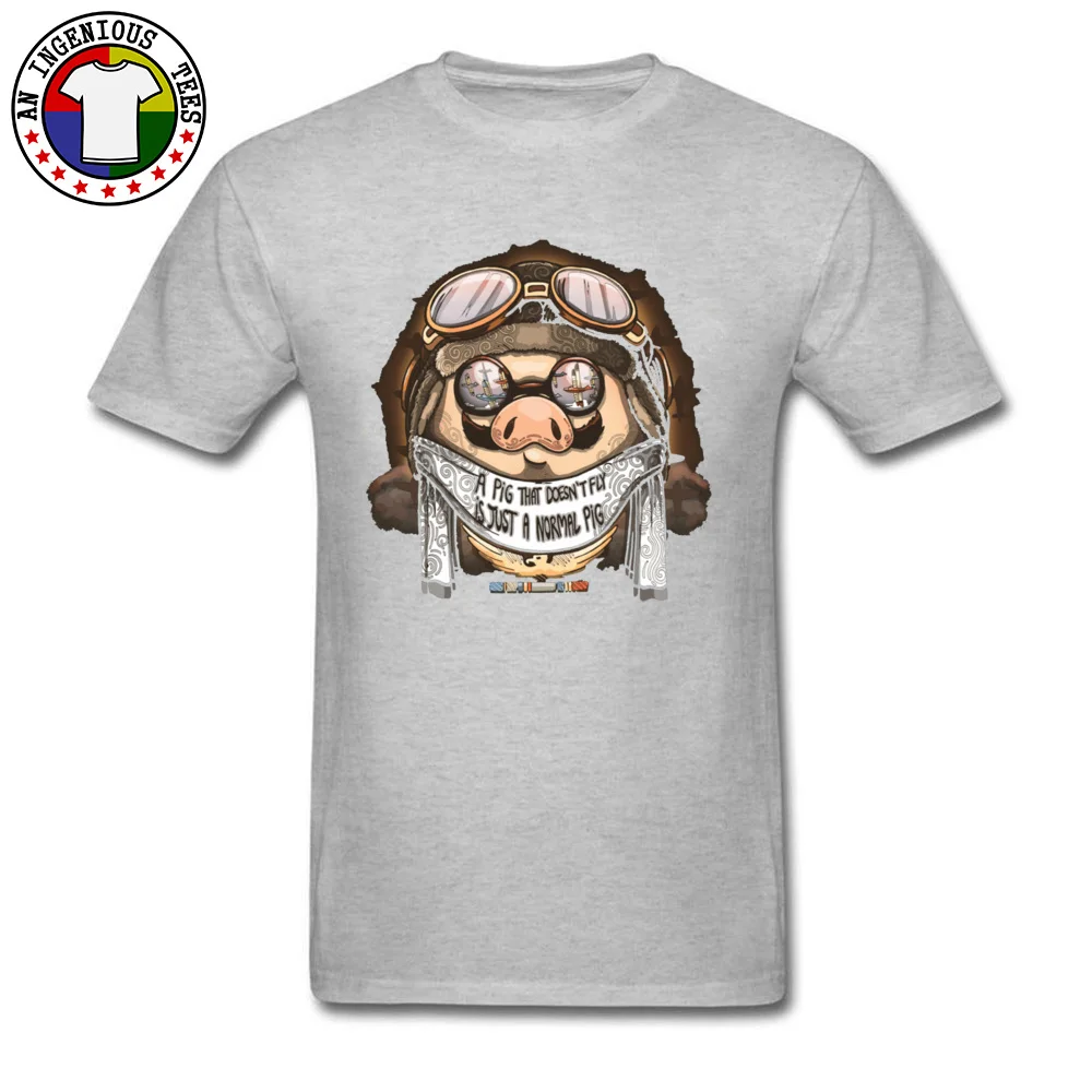 Funny 100% Cotton Summer Tees Funny Short Sleeve Male T-Shirt 3D Printed Lovers Day T Shirt O-Neck Free Shipping A pig that doesnt fly is just a normal pig  grey