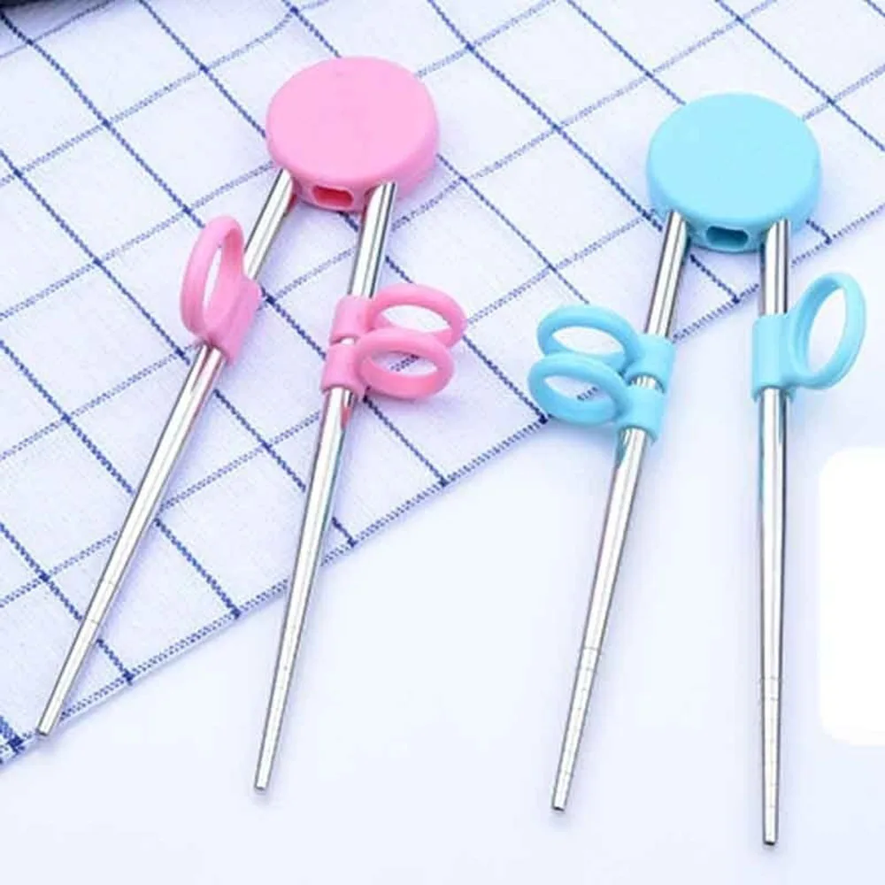 

Stainless Steel Children's Learning Chopsticks Multi-Step Practice Baby Training Utensils Cute Pig Pattern Kids Tableware