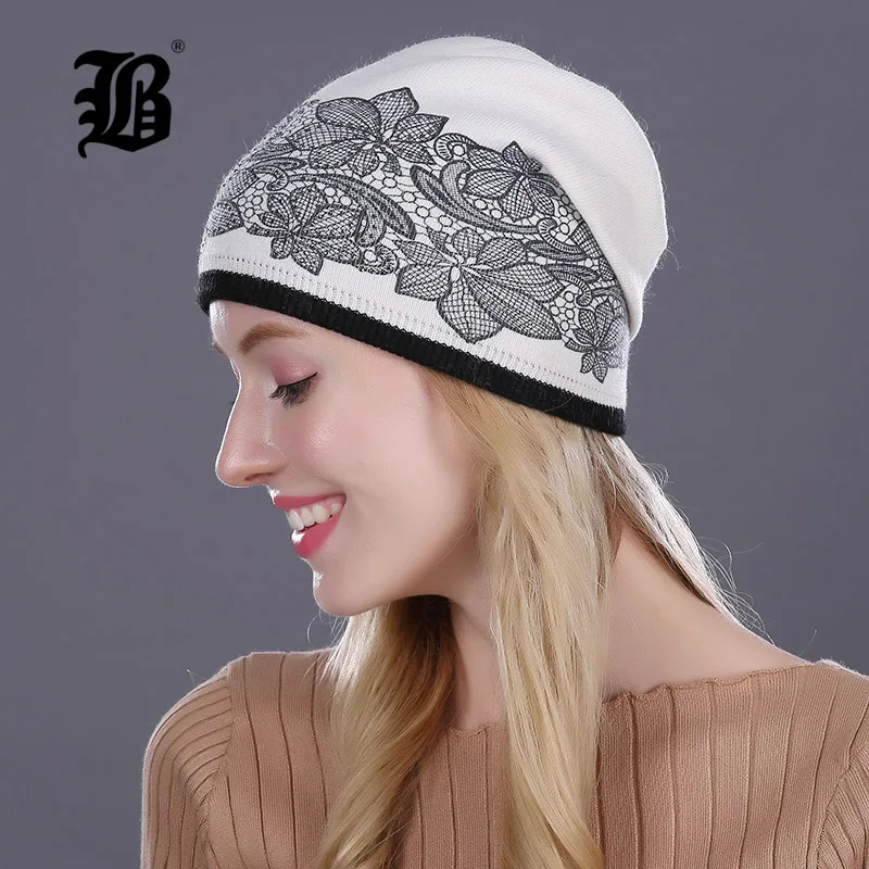 [FLB] Women's hat knitted Wool hats for winter Hip-hop Flowers Style Hot Sale Gorros For female good quality casual caps