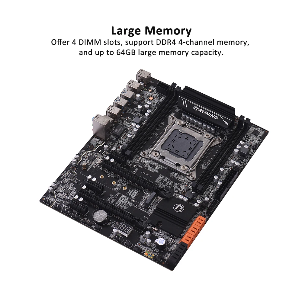 Discount X99 V1.2 Motherboard ATX LGA2011 SATA 3.0 USB3.0 Ports Motherboard I7 Serial /E5-V3/E5-V4 4 DIMM Slots DDR4 64GB Memory Capacity 14