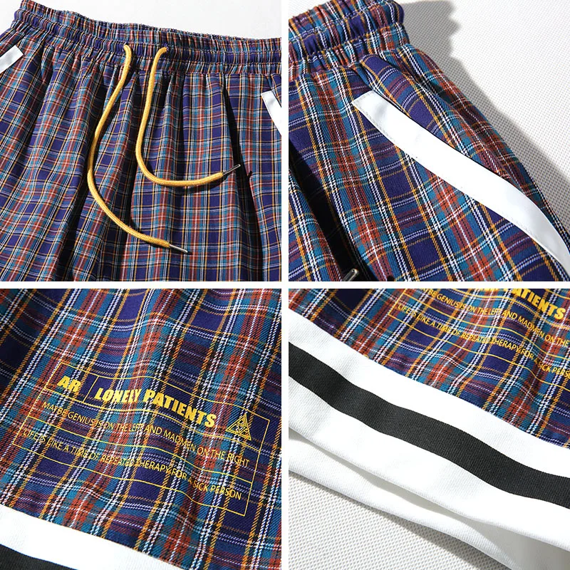 Мужские шорты Свободные повседневные клетчатые спортивные шорты мужские уличные хип-хоп модные шорты пляжные короткие брюки бегуны тренировочные штаны