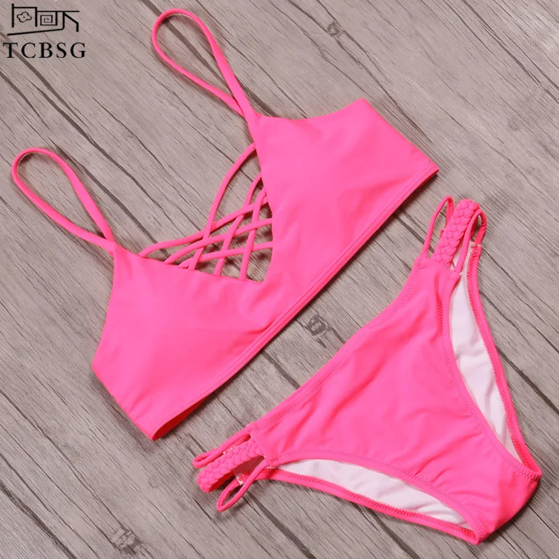 

TCBSG 2019 New Sexy Micro Crochet Bikinis Swimwear Women Swimsuit Bandage Crop Top Brazilian Bikini Set Swim Wear Bathing Suit