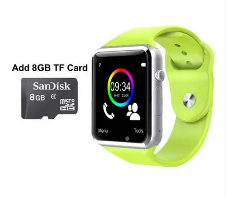 Bluetooth Смарт-часы W8 и A1 с TF sim-картой камера наручные часы для IOS iphone samsung Android Smartwatch поддержка whatsapp - Цвет: green with 8GTF